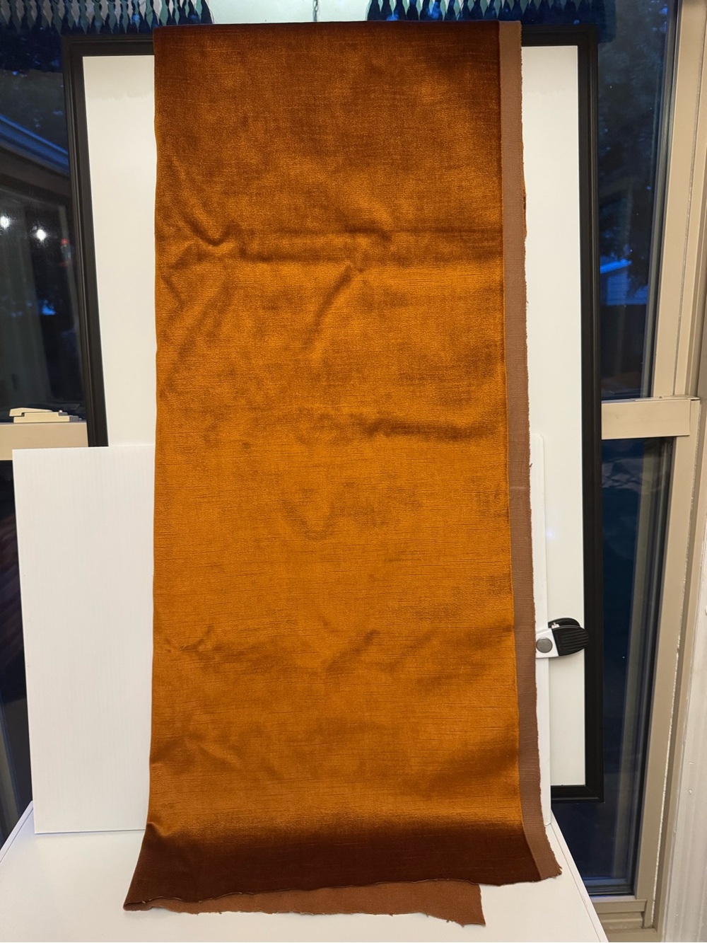 RARE Vintage Mid Century  70’s Retro Burnt orange Velvet Heavyweight fabric30x44